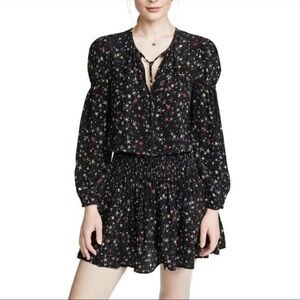 Anine Bing Black Star-Print Mini Dress with Pink & White Accents